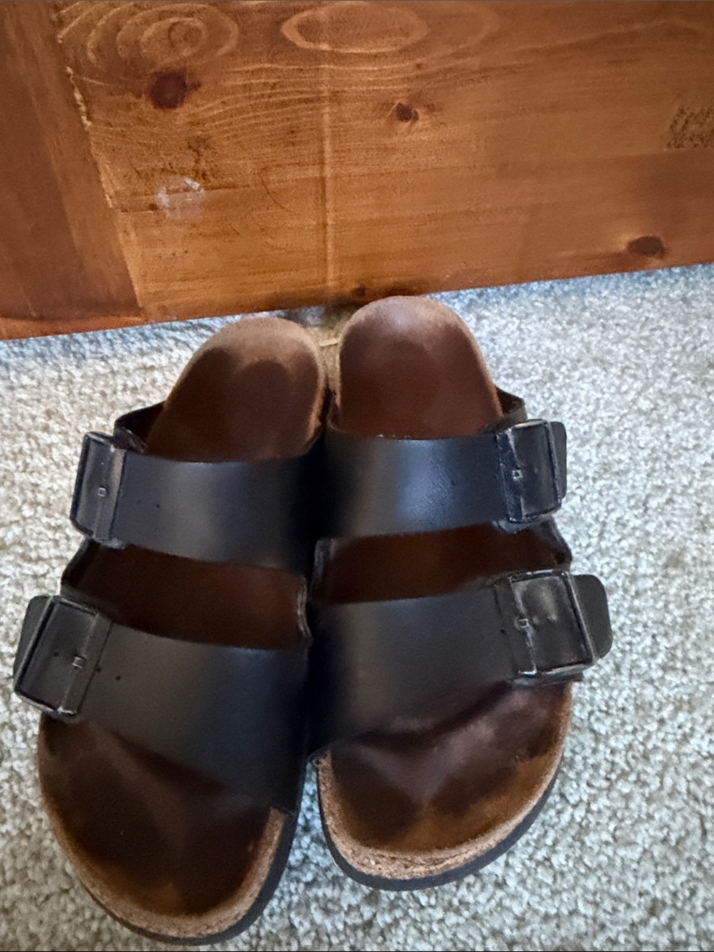 Womens black Papillio Birk Sandals with Double Buckle